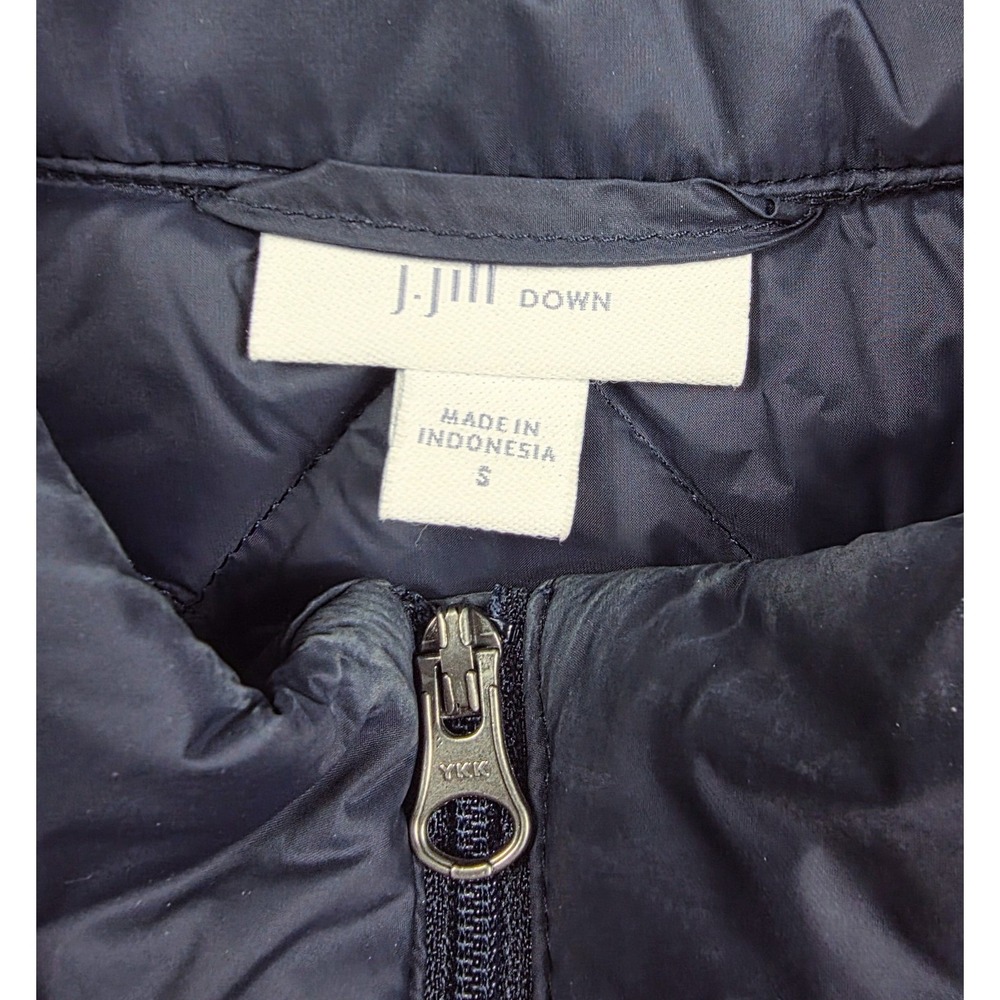 J. Jill Down Navy Full Zip Diamond Quilt Down Filled Puffer Vest Women's Size S - Picture 4 of 5